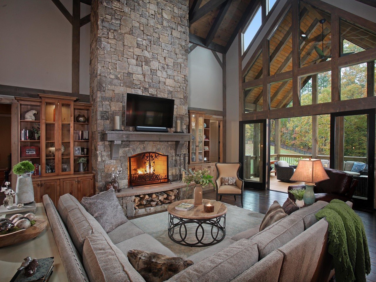 rustic architecture modern fireplace homes materials