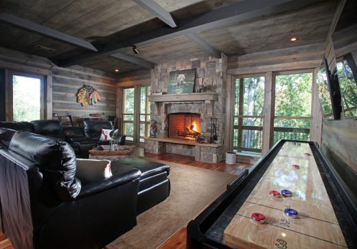 Family room with coffered ceiling, Big Canoe, Georgia