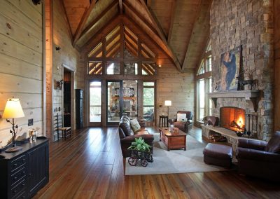 French doors open onto living porch, Big Canoe, Georgia