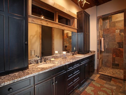 Transom windows over vanities provide natural light, Big Canoe, Georgia