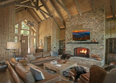 Great Room Fireplace view of a Custom Home in Blairsville Georgia.