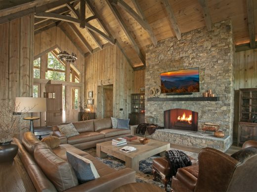 Great Room Fireplace view of a Custom Home in Blairsville Georgia.
