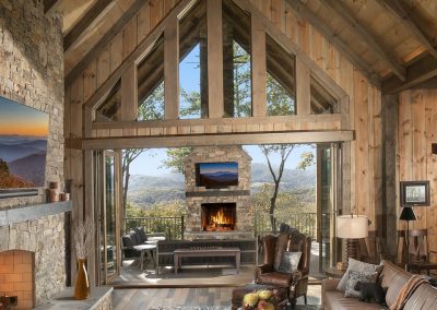 Blue Mist Custom Home Narrow view of Great Room of a Custom Home in Blairsville Georgia.