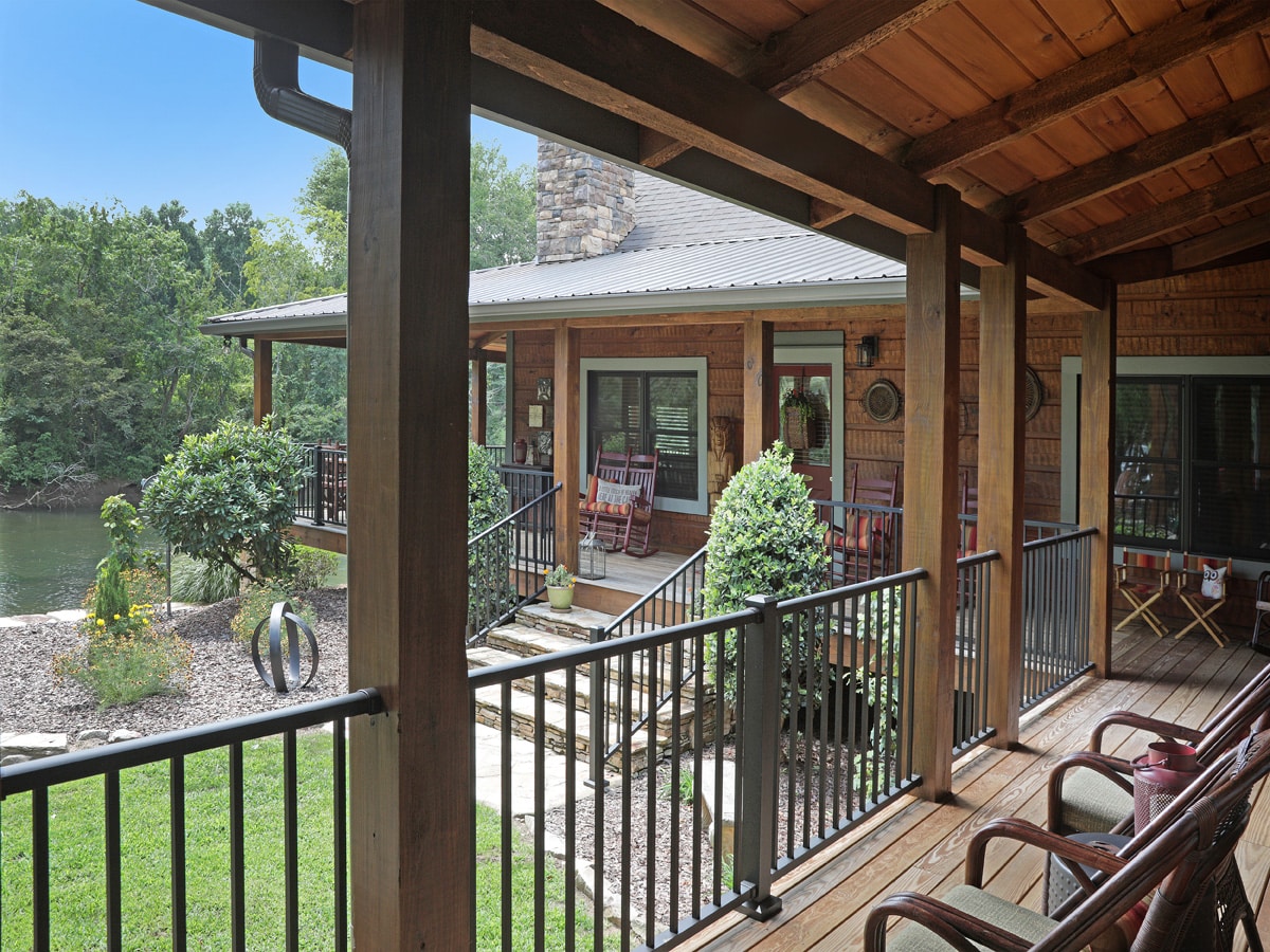 The original cabin now serves as a guest house. Custom Home Blue Ridge, Georgia