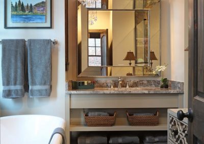 Rustic ensuite bathroom with soaking tub in Jasper, Georgia by Modern Rustic Homes